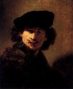 Self portrait with Velvet Beret and Furred Mantel Rembrandt Peale